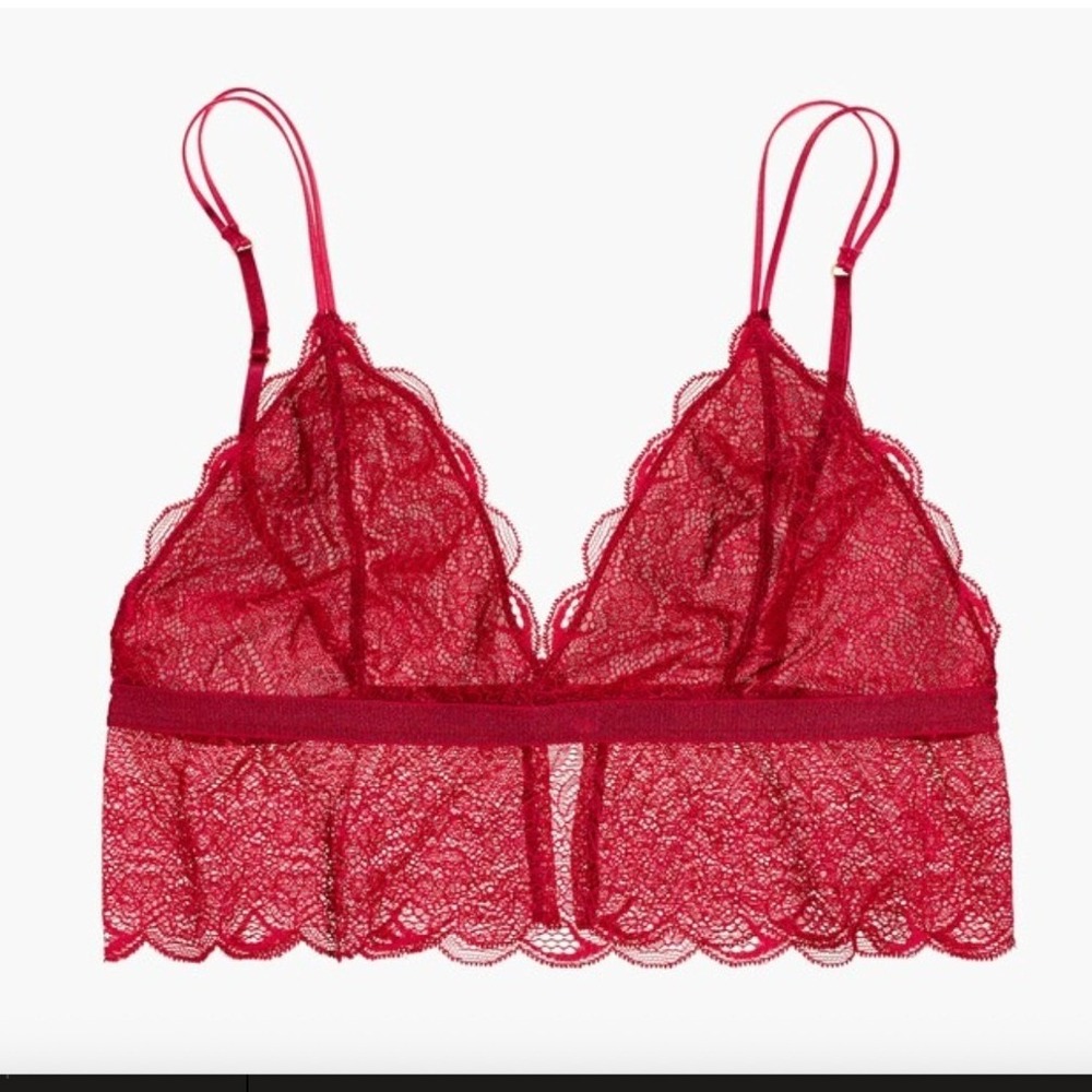 Madewell Lace Liana Longline Bralette Nouveau Red Size M